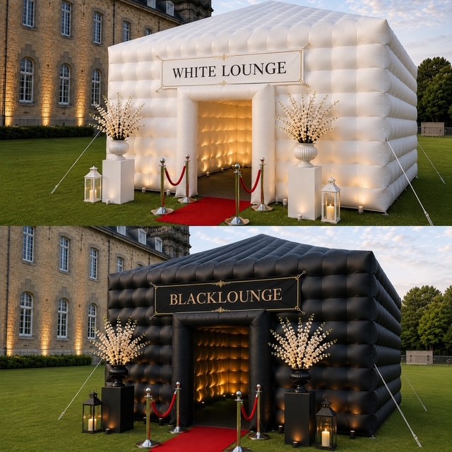 Opblaasbare white lounge/ opblaasbare black lounge 7x11